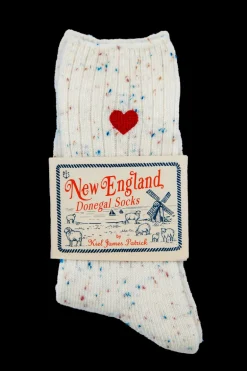 Cream Heart Donegal Socks