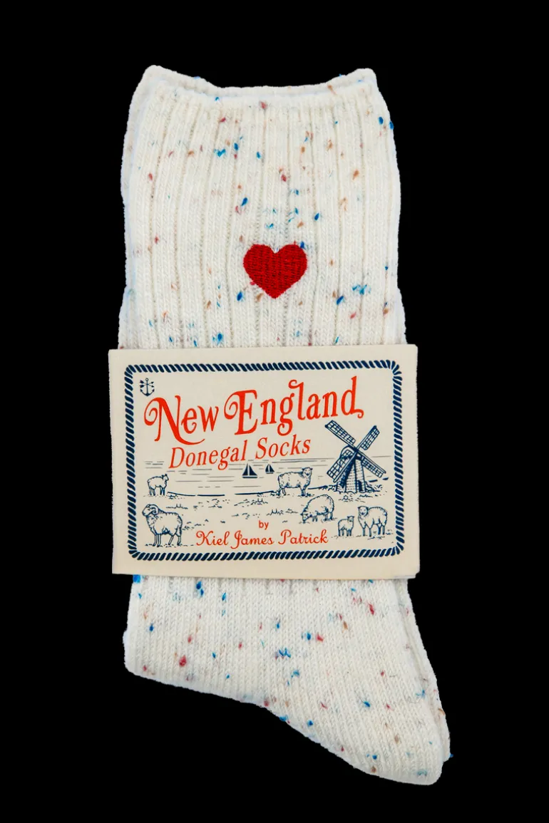 Cream Heart Donegal Socks
