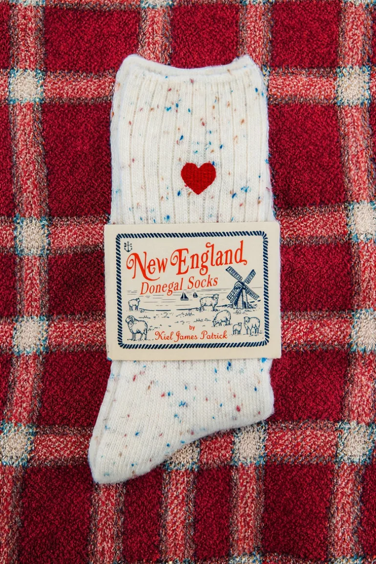 Cream Heart Donegal Socks