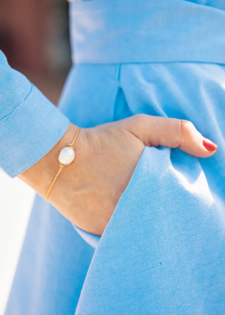 Golden Tide Pearl Knot Bracelet