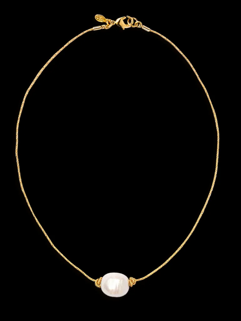 Golden Tide Pearl Knot Necklace