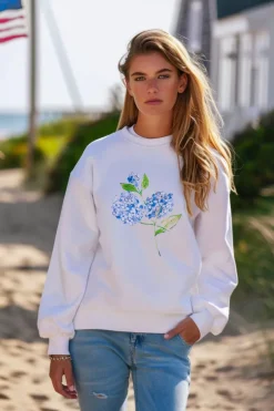 Hydrangea Bloom Sweatshirt- White