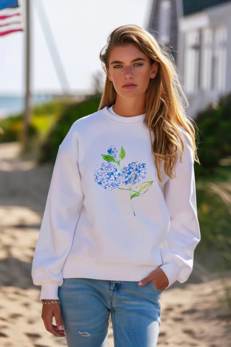 Hydrangea Bloom Sweatshirt- White
