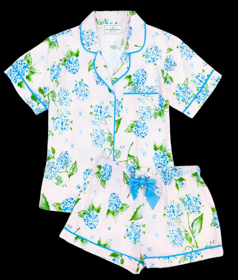 Hydrangea Drawstring Shorts Pajama Set