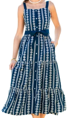 Isabella Floral Embroidered Smocked Maxi Dress