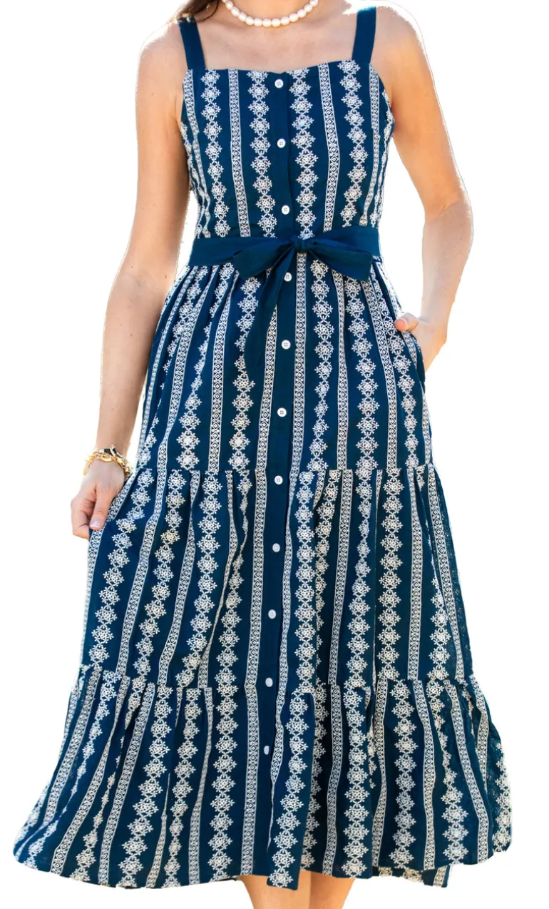 Isabella Floral Embroidered Smocked Maxi Dress