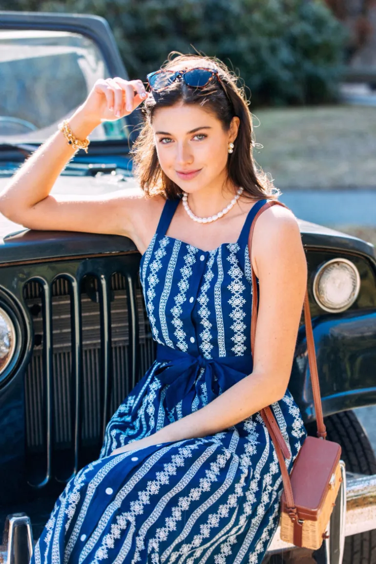 Isabella Floral Embroidered Smocked Maxi Dress