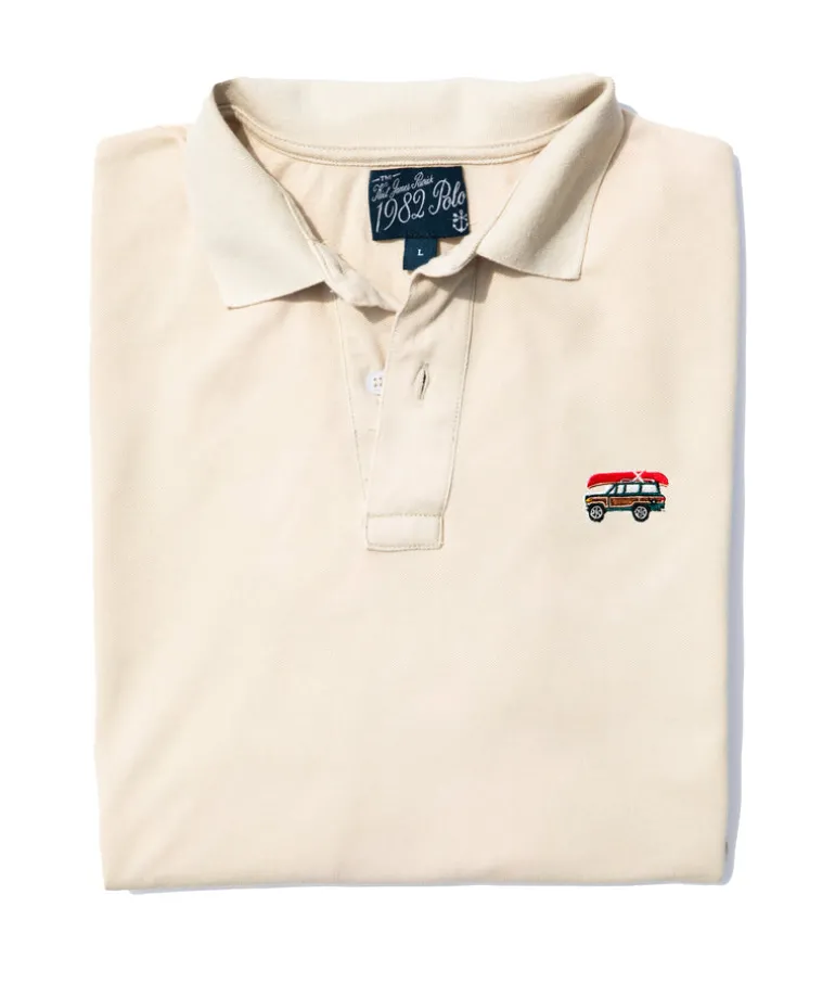 Jeep® x KJP Classic Wagoneer Pique Polo Shirt in Tan