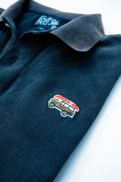 Jeep® x KJP Classic Wagoneer Pique Polo Shirt in Navy