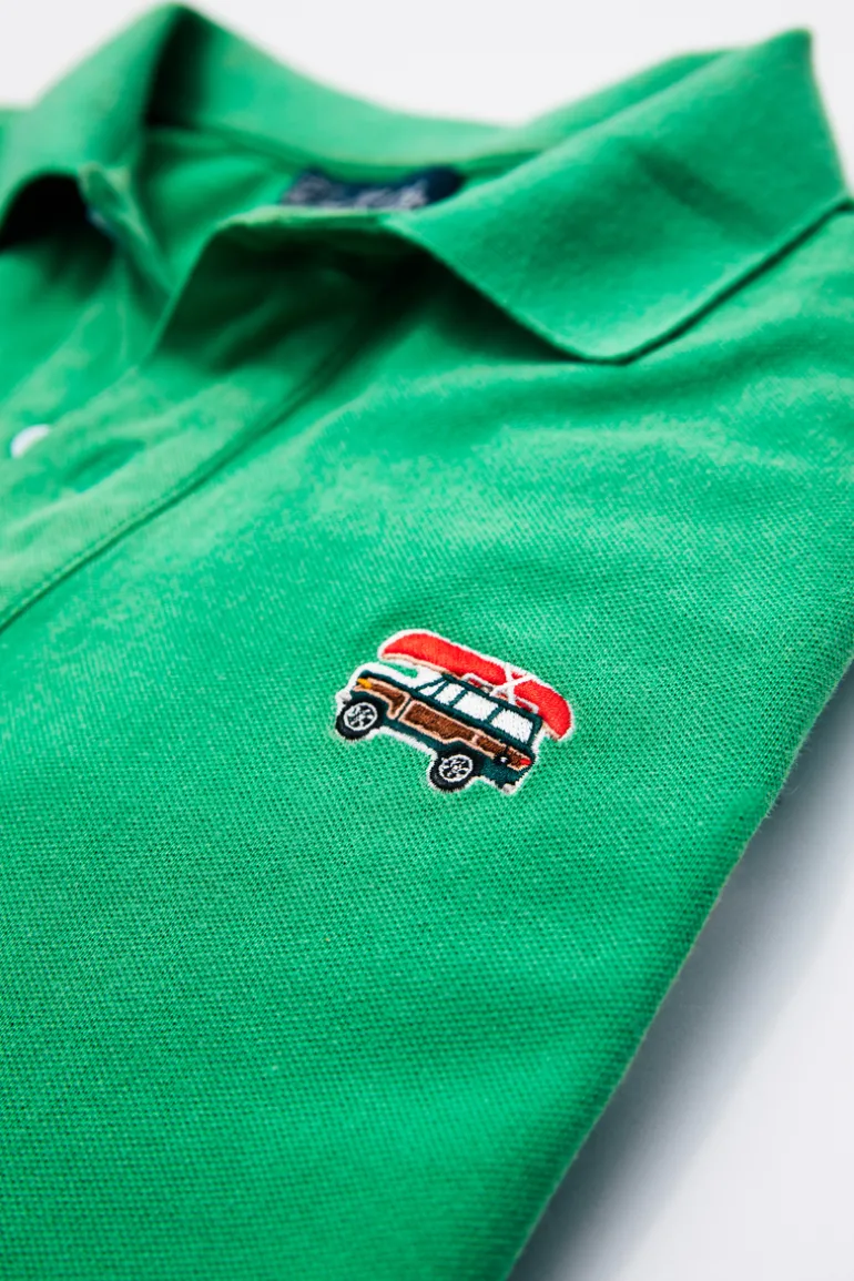 Jeep® x KJP Classic Wagoneer Pique Polo Shirt in Green