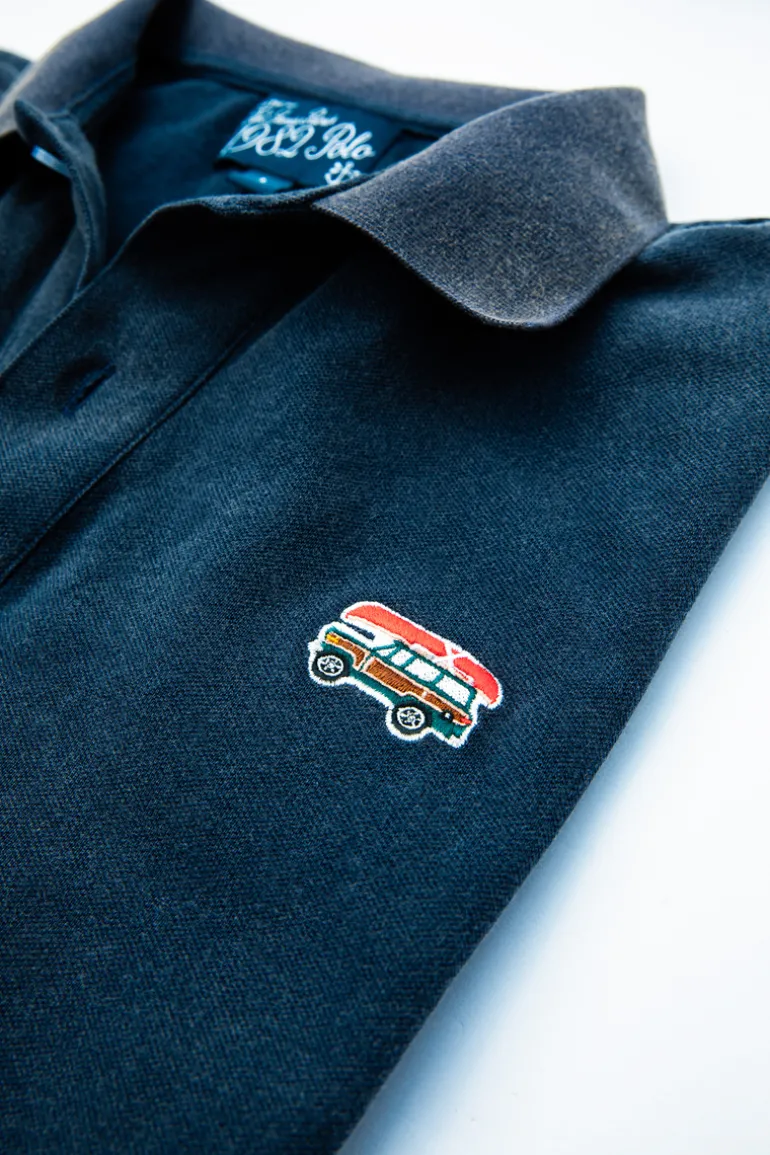 Jeep® x KJP Classic Wagoneer Pique Polo Shirt in Navy