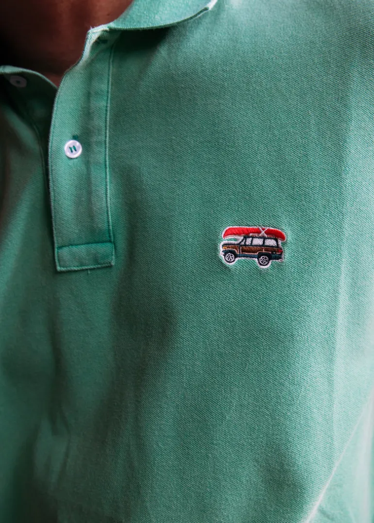 Jeep® x KJP Classic Wagoneer Pique Polo Shirt in Green
