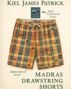 Jeep® x KJP Embroidered Madras Drawstring Shorts- Men's