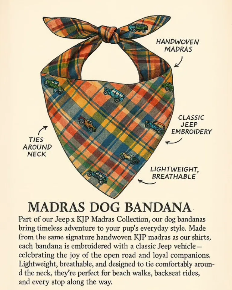 Jeep® x KJP Embroidered Madras Dog Bandana