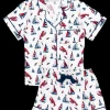 Lobster Buoy Drawstring Shorts Pajama Set