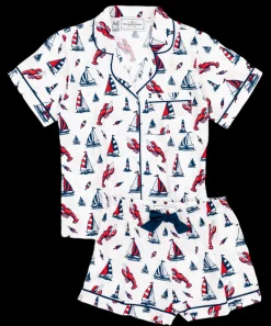 Lobster Buoy Drawstring Shorts Pajama Set