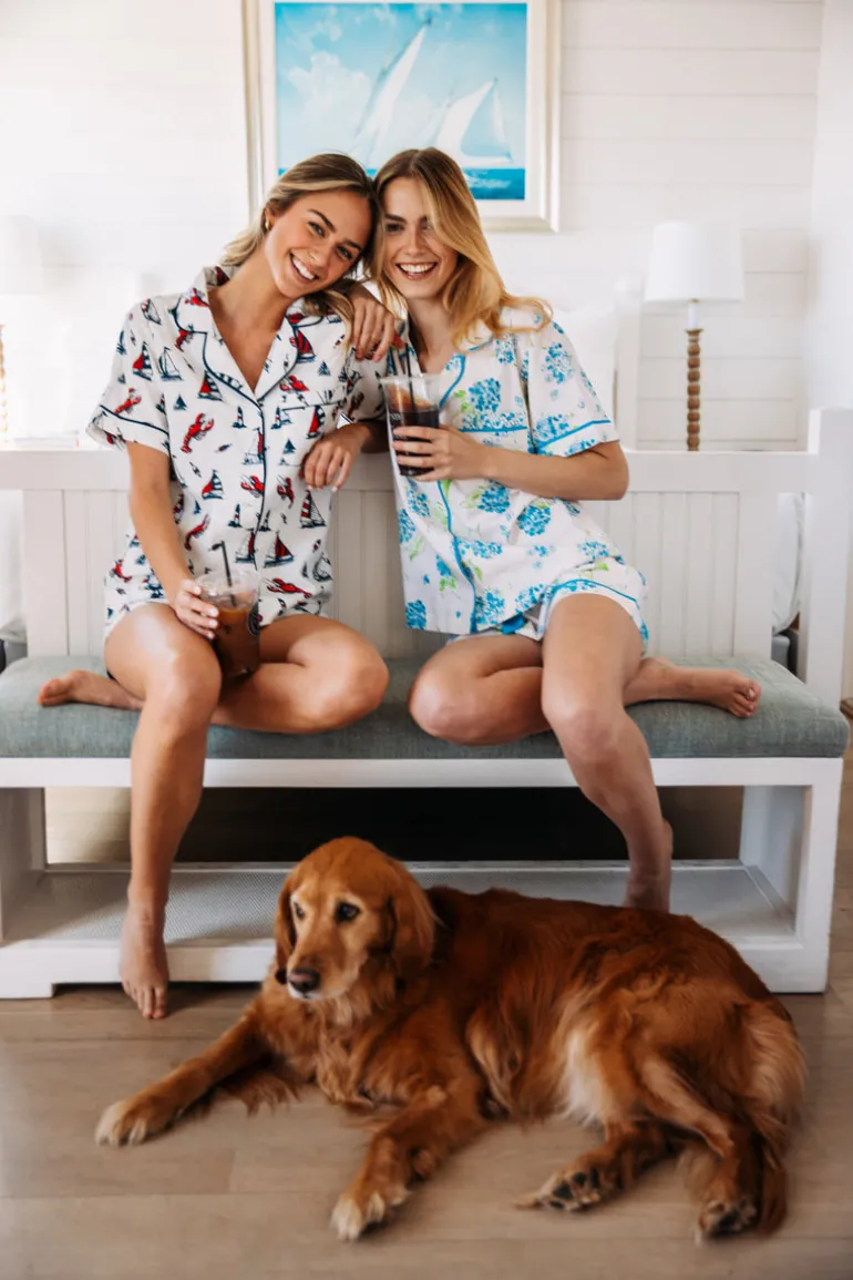 Lobster Buoy Drawstring Shorts Pajama Set