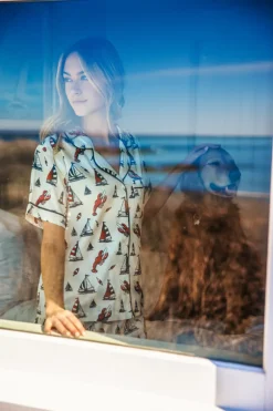 Lobster Buoy Drawstring Shorts Pajama Set