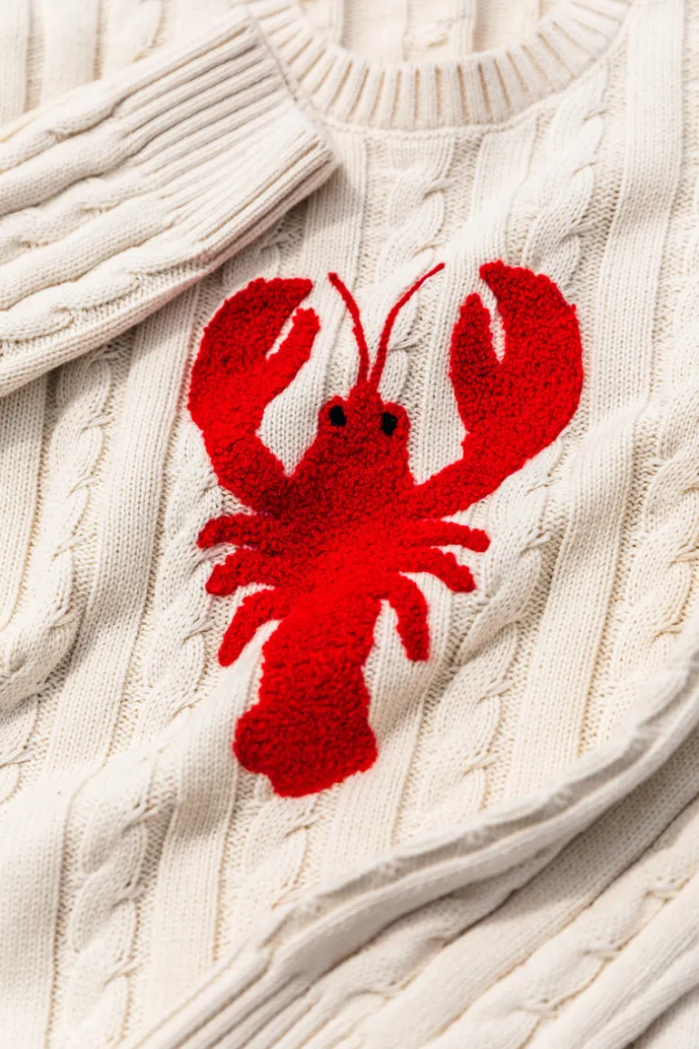 Lobster Cable Knit Kids Sweater