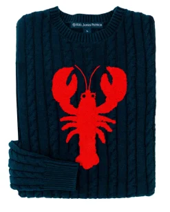 Lobster Cable Knit Sweater- Navy