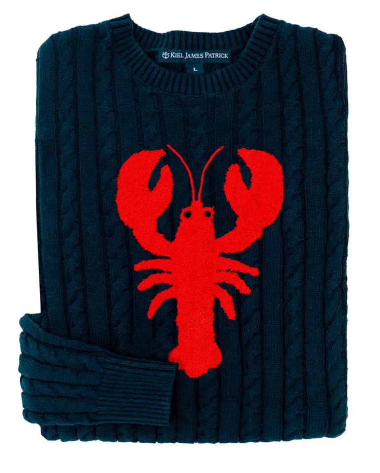 Lobster Cable Knit Sweater- Navy