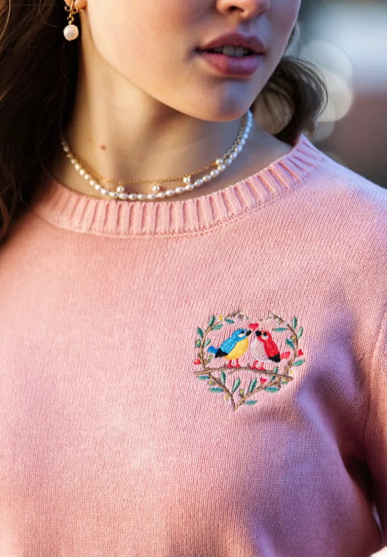 Lovebirds Embroidered Sweater