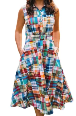 Montauk Patchwork Madras Shirtdress