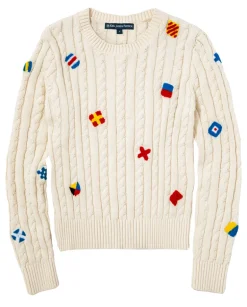 Nautical Flag Women's Cable Knit Sweater