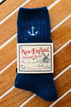 Navy Anchor Donegal Socks