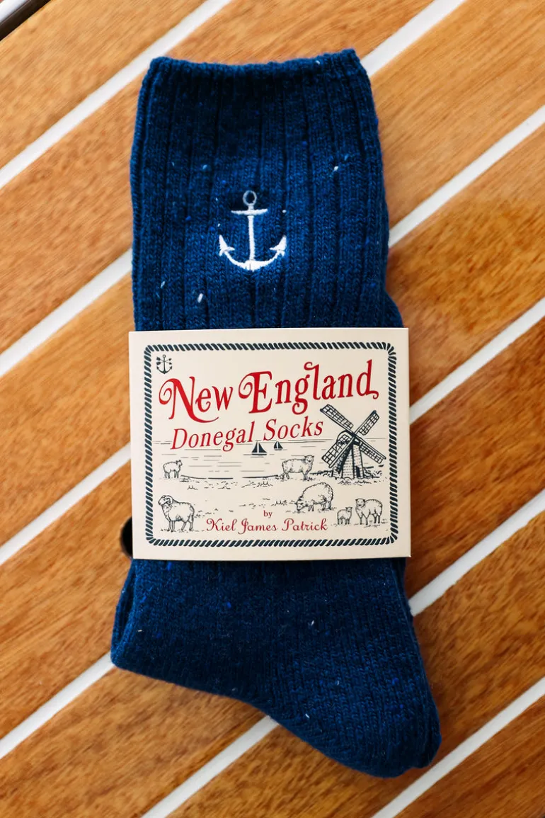 Navy Anchor Donegal Socks