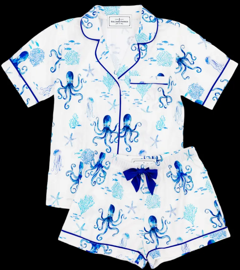 Octopus Garden Drawstring Shorts Pajama Set