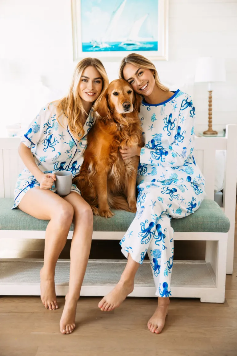 Octopus Garden Drawstring Shorts Pajama Set