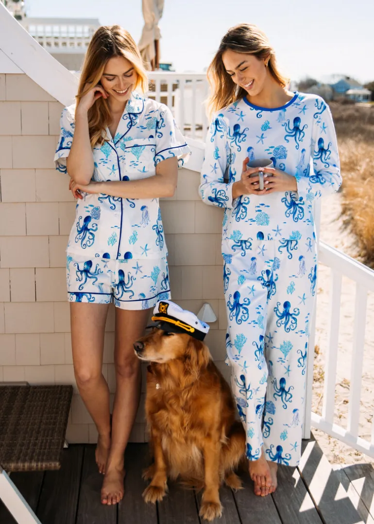 Octopus Garden Drawstring Shorts Pajama Set