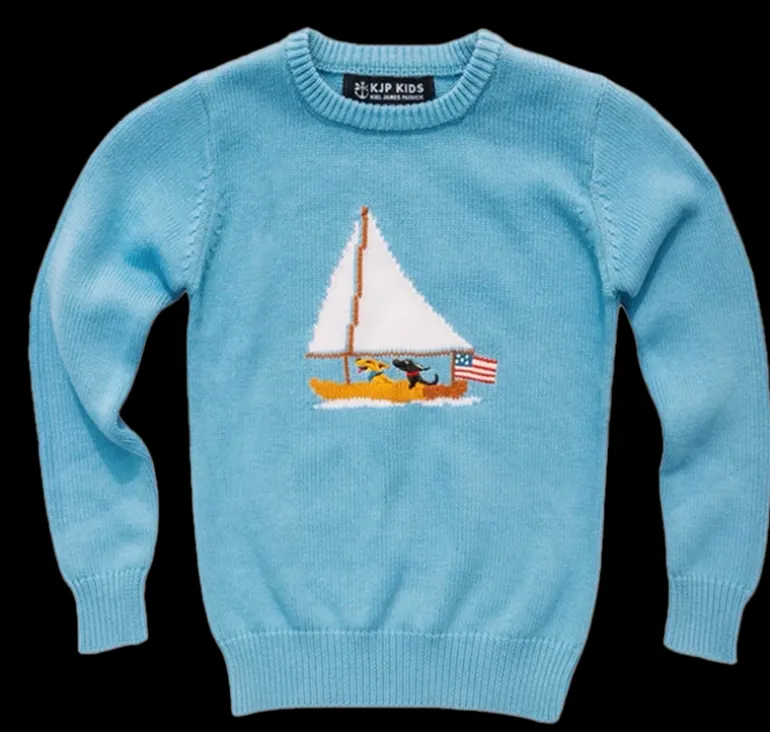Ruff Day at Sea Kids Sweater- Light Blue