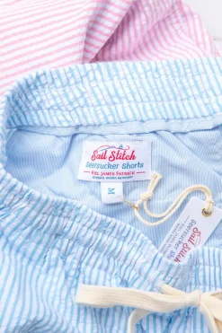 The Azure Seersucker Drawstring Shorts