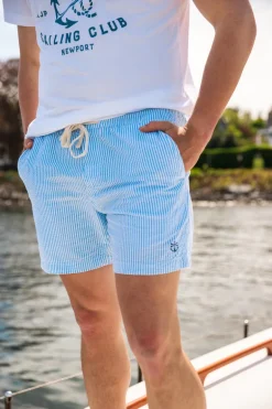 The Azure Seersucker Drawstring Shorts
