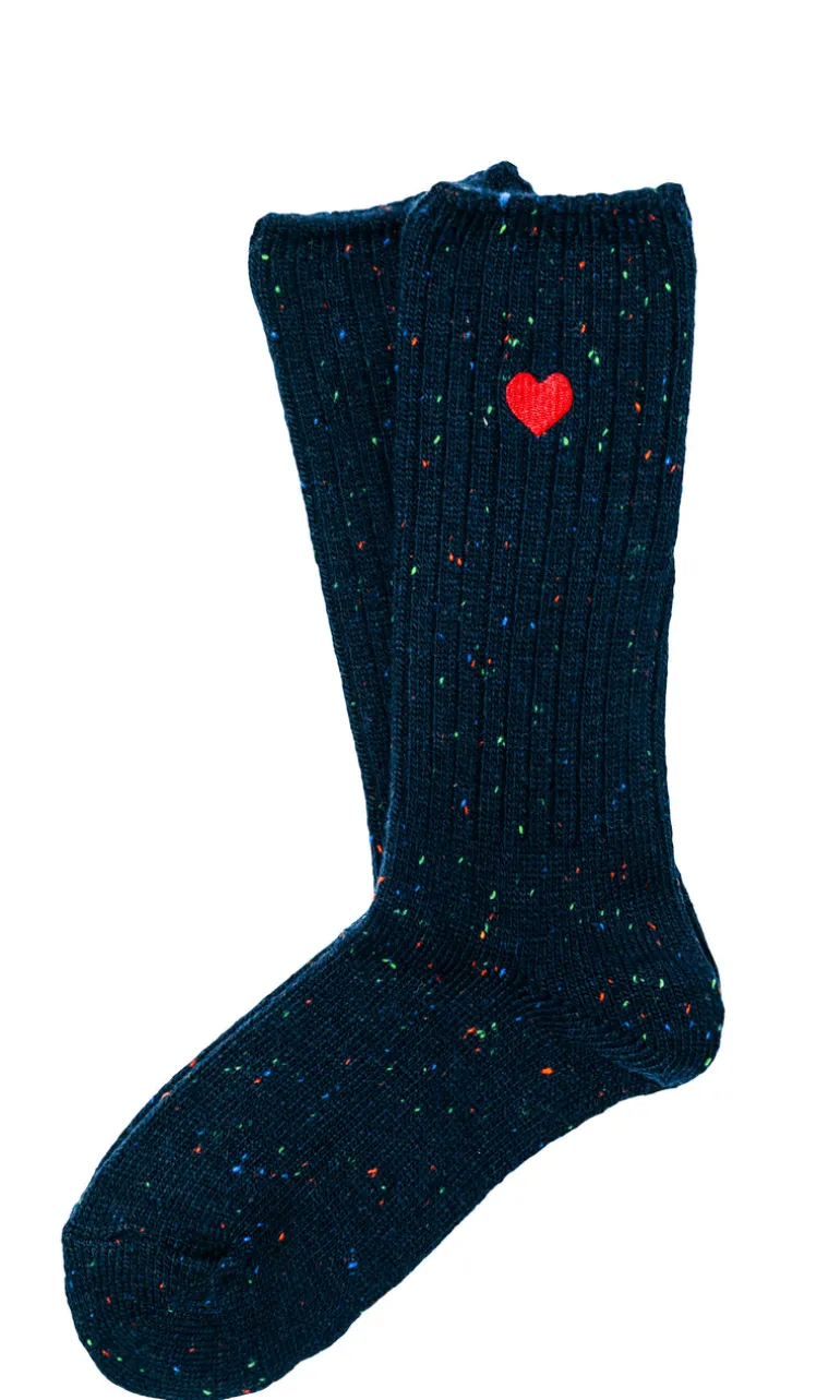 The Heart Donegal Sock- Navy