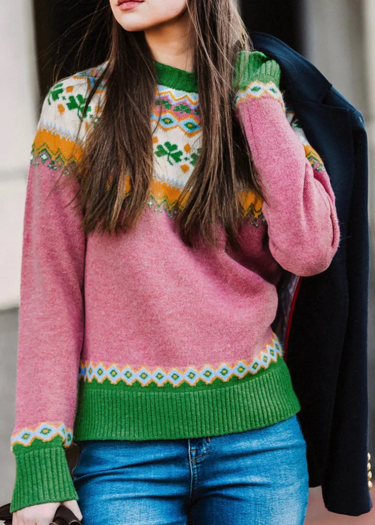The Pink Fair Isle Irish Sweater