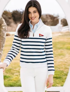 The Saltwater Striped Quarterzip- Women's
